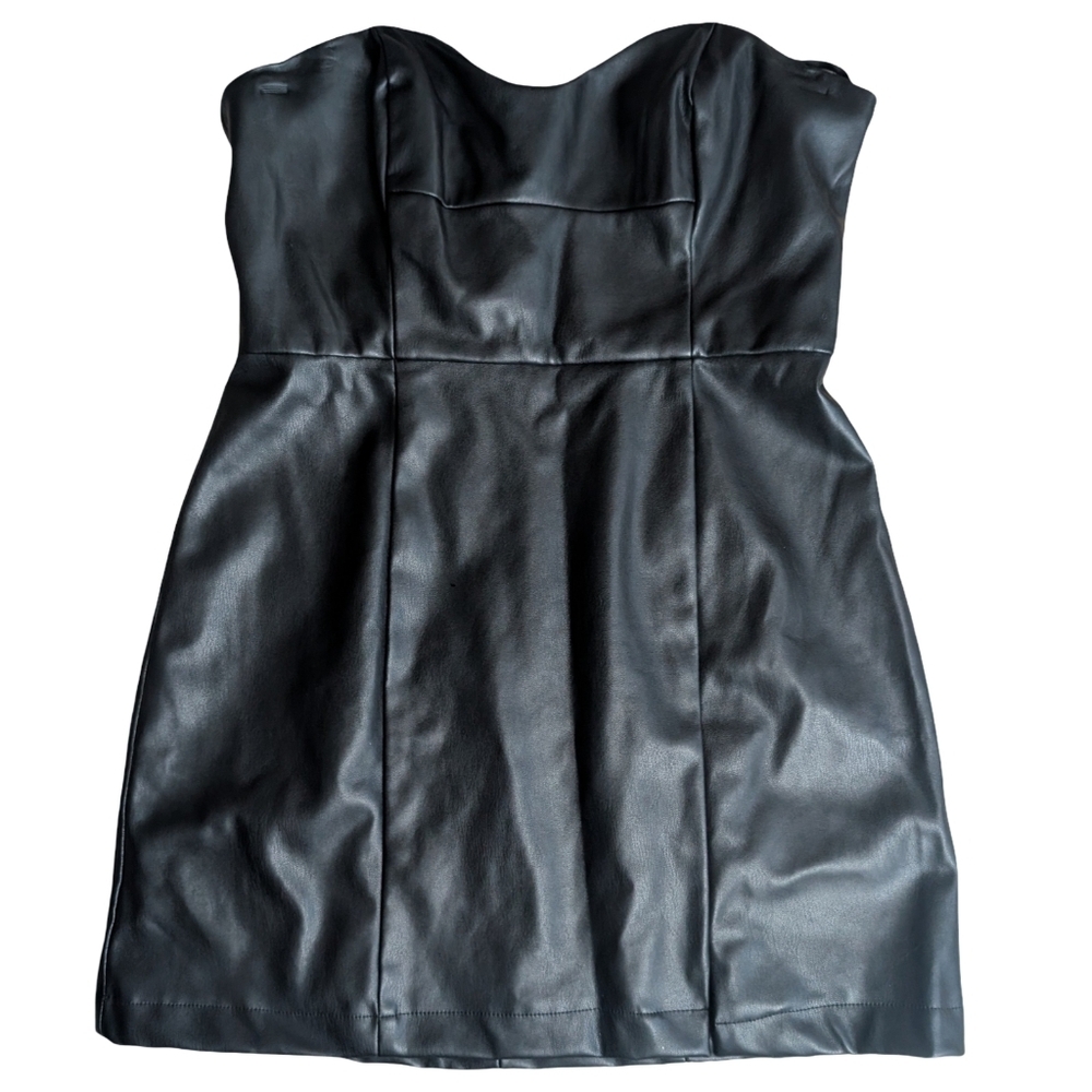 Anthropologie x Hutch Strapless Faux Leather Mini Dress Size 6 - Picture 10 of 13